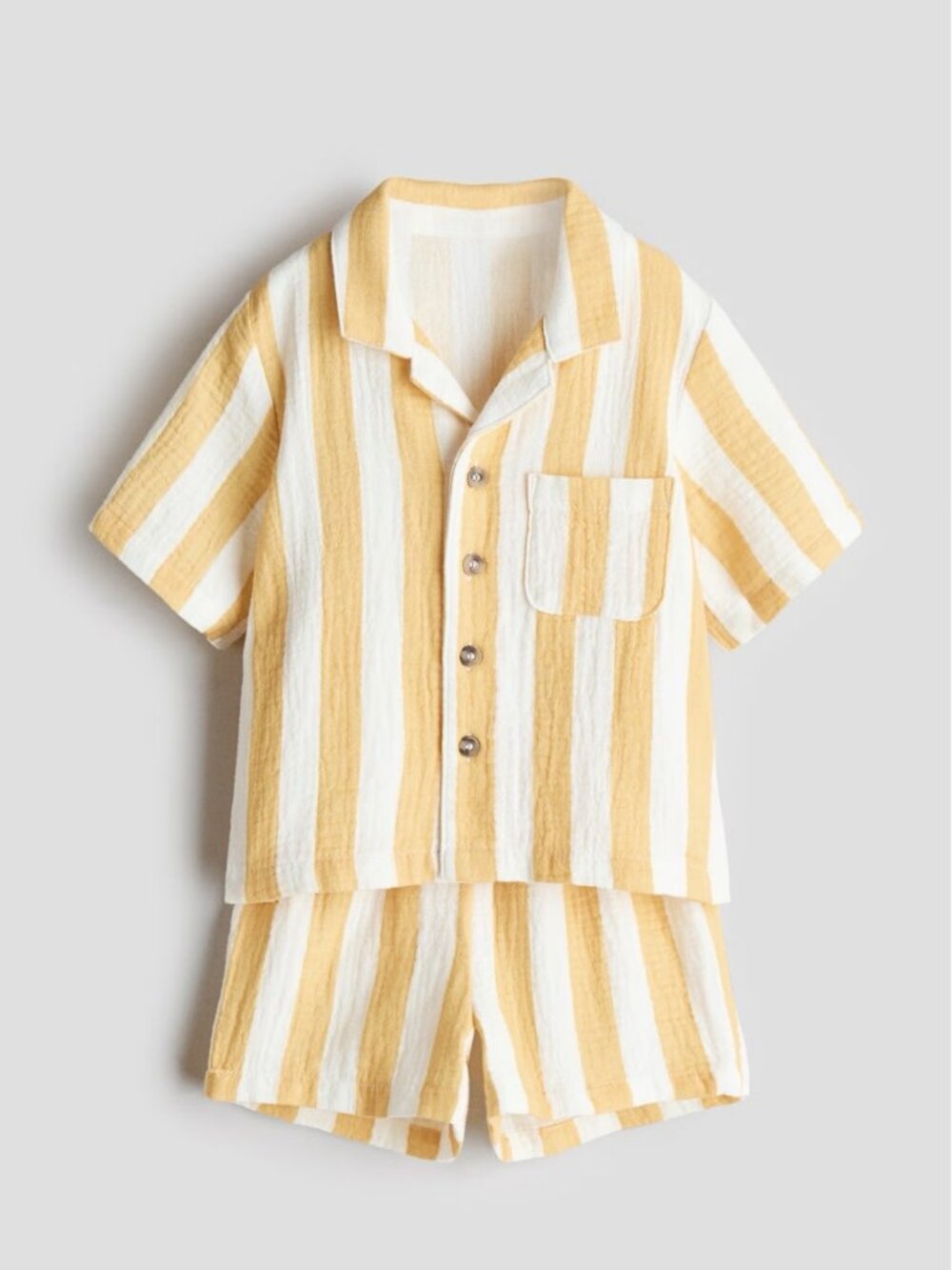 Unbranded Size 6-9M Unisex Baby Toddler Yellow White Striped Button-Up Shirt Set